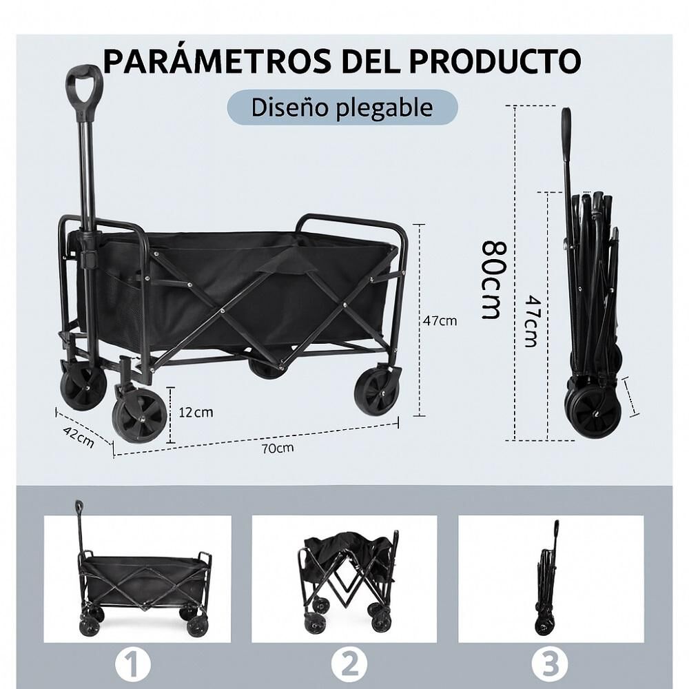 Carrito Arrastre Para Compras Plegable Para Camping Y Picnic image number 8.0