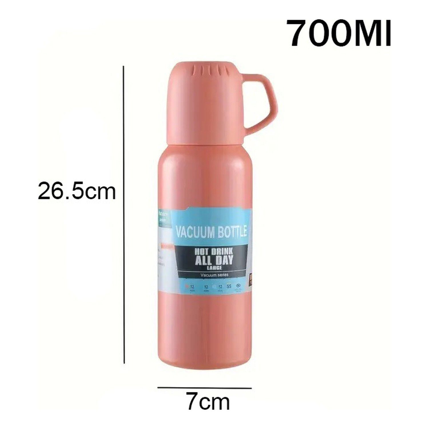 Termo T&eacute;rmico 700ml Acero Inoxidable 3 Tazas Viajes image number 6.0