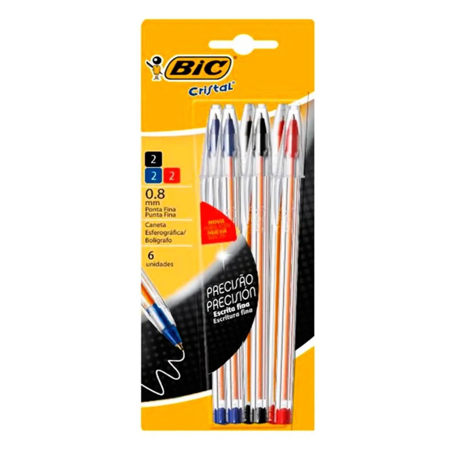 Pack X 4 Blister De 6 Bol&iacute;grafos Cristal Fino Surtido Bic image number 0.0