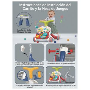 Caminador Andador Didactico Bebe Musical 3 En 1 Mesa Actividades Rosa