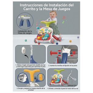 Caminador Andador Didactico Bebe Musical 3 En 1 Mesa Actividades Rosa
