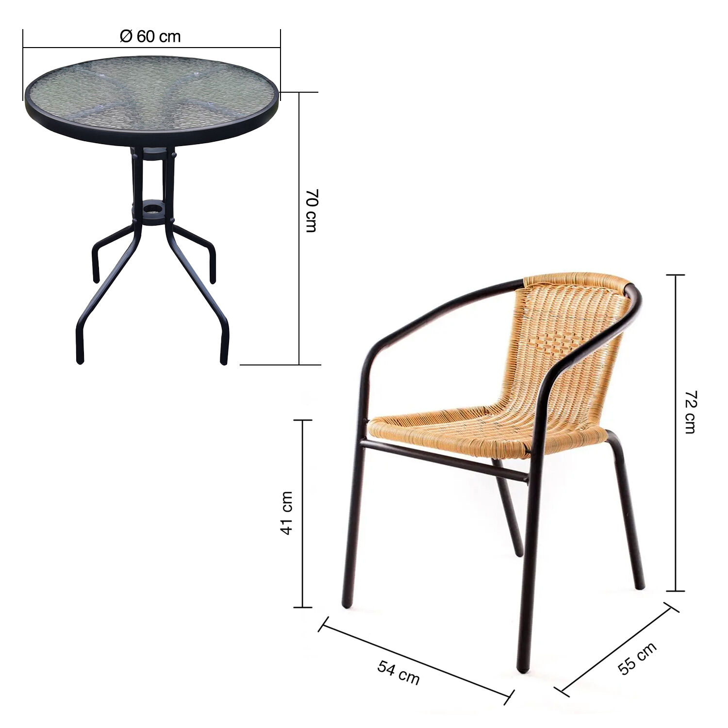 Set Terraza Maceio 2 Sillas + Mesa Vidrio 70x60 Cm Beige image number 5.0
