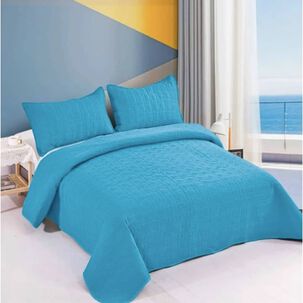 Cubrecama Quilt 2 Plazas Liso. Turquesa