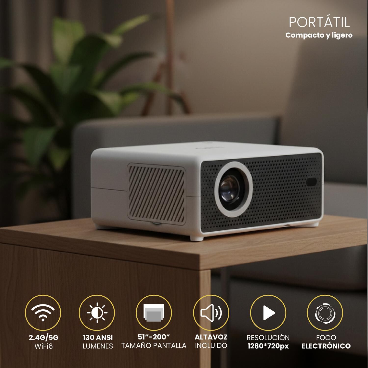 Proyector Portatil Smart Hexa 8000lm Wifi Bt Android Levo image number 1.0