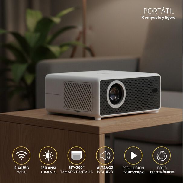 Proyector Portatil Smart Hexa 8000lm Wifi Bt Android Levo
