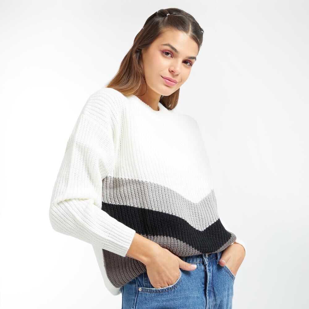 Sweater En Bloques Regular Cuello Redondo Mujer Freedom image number 2.0