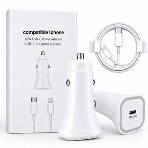 Cargador De Auto 20w Usb-c A Lihtning Compatible Con Iphone