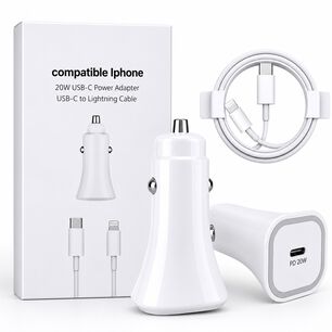 Cargador De Auto 20w Usb-c A Lihtning Compatible Con Iphone