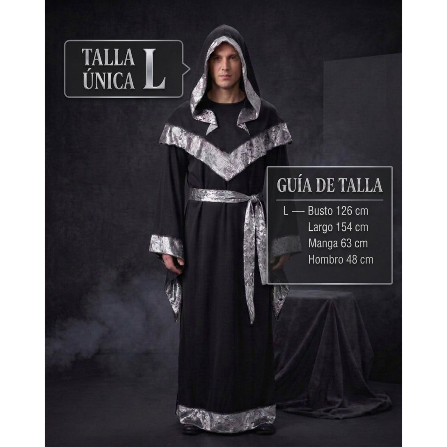Disfraz Cosplay Mago Medieval Monje image number 5.0