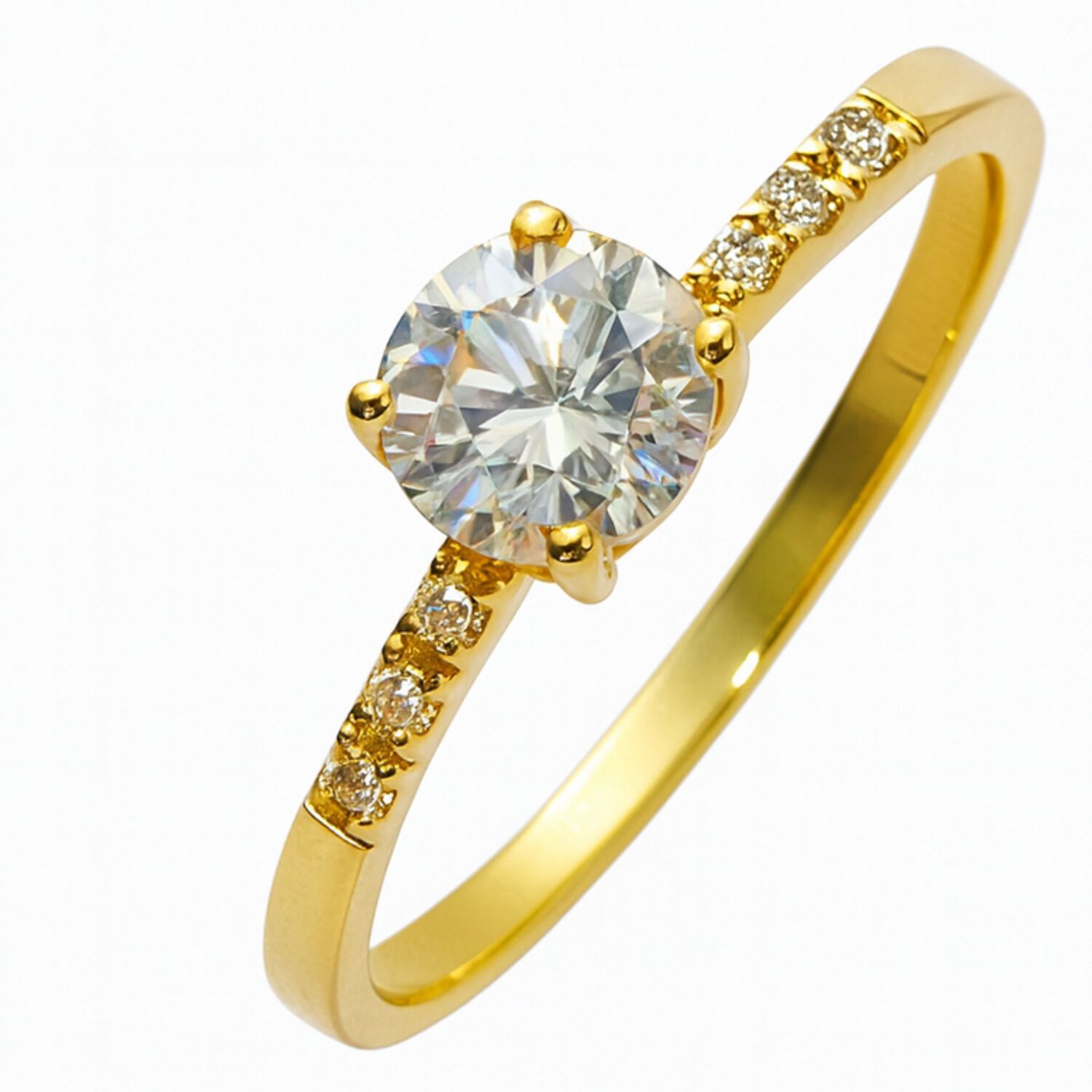 Anillo Solitario Princesa Oro 18k Con Cristal Central 5mm Morado image number 1.0
