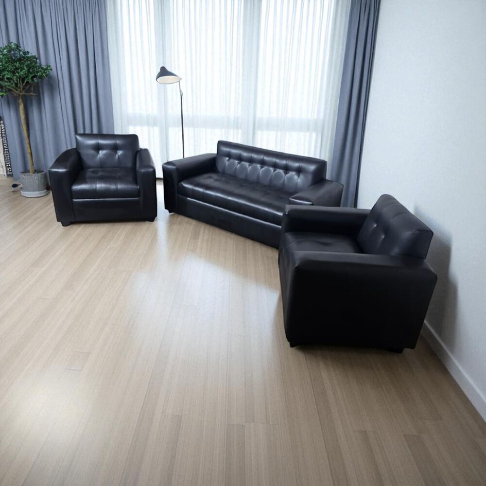 Juego De Living Ecocuero Negro image number 3.0