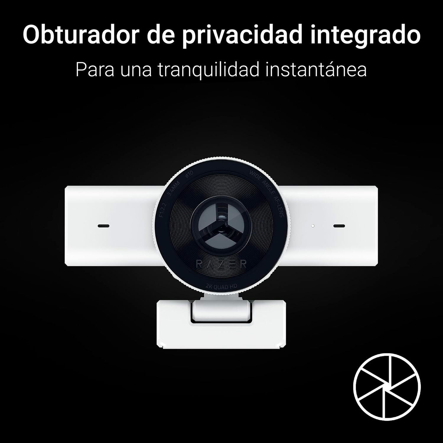 C&aacute;mara Web Gamer Razer Kiyo V2 X Webcam 1440p 60fps Blanca image number 4.0