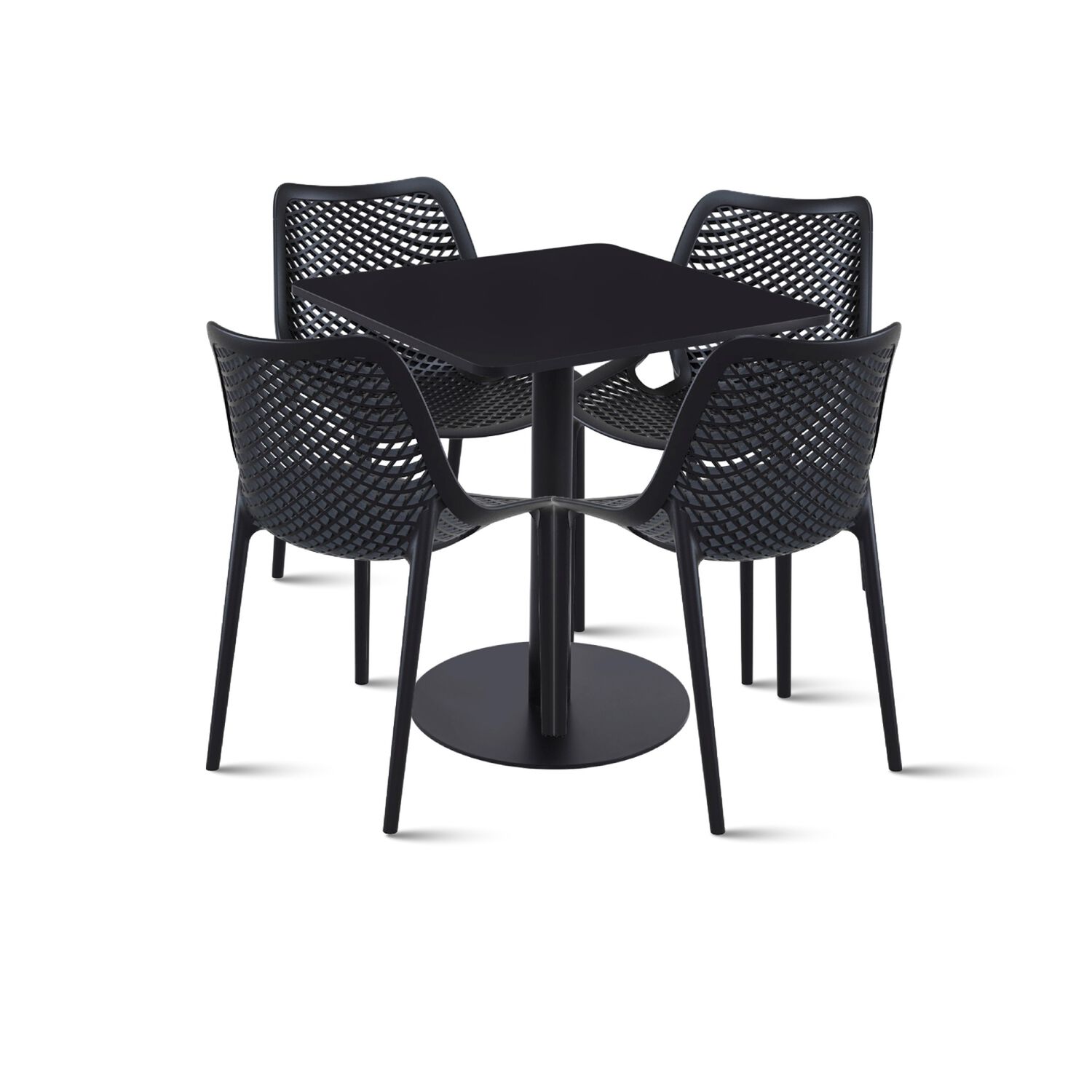Mesa Restaurant 70x70 Tubo Metal Cubierta Mdf + 4 Sillas Air Berl&iacute;n - Negra image number 0.0