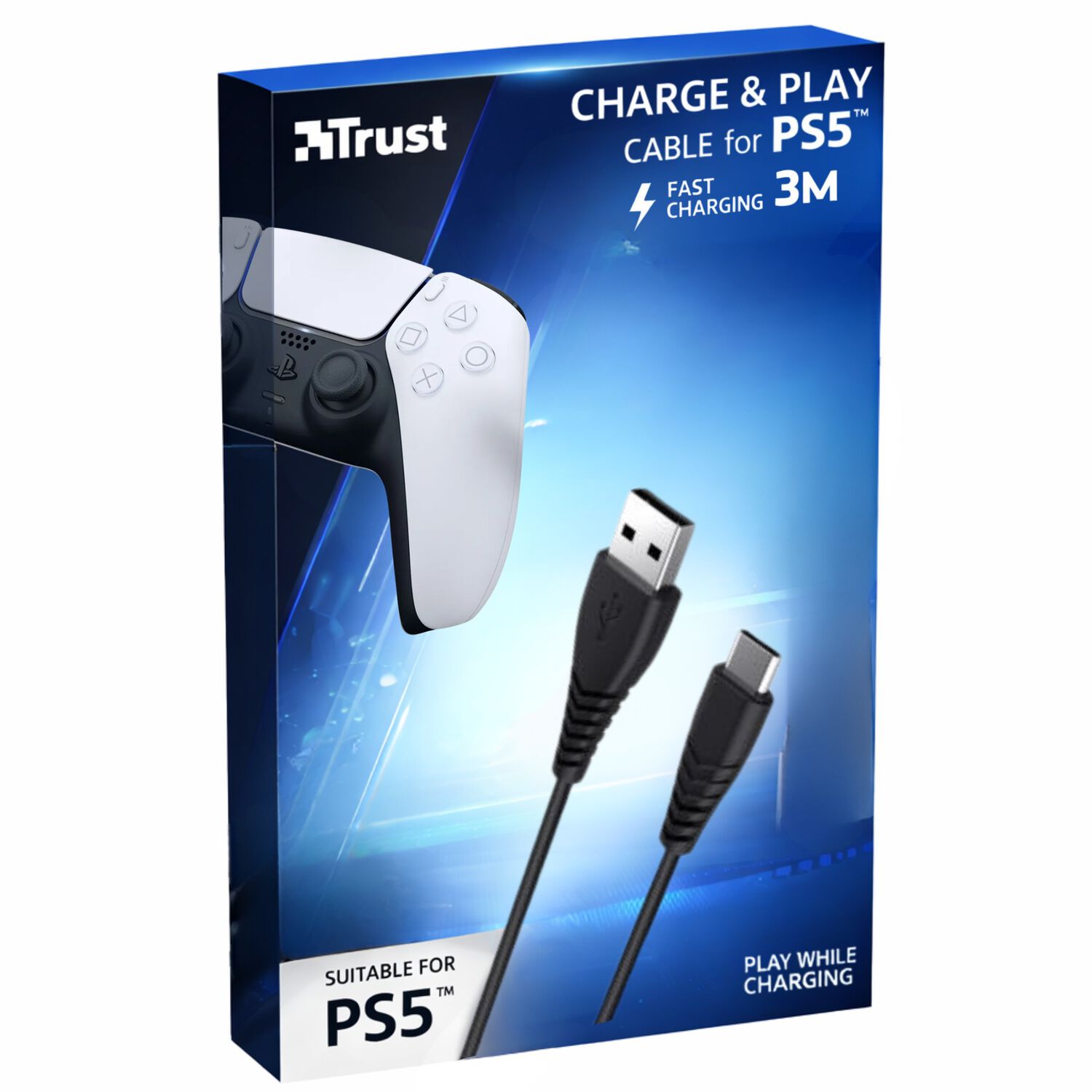 Cable De Datos Trust Type-c A Usb Para Ps5 Carga R&aacute;pida 3m image number 0.0