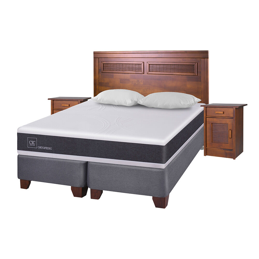 Box Spring Cic Ortopedic / King / Base Dividida + Set De Maderas + Almohada image number 0.0