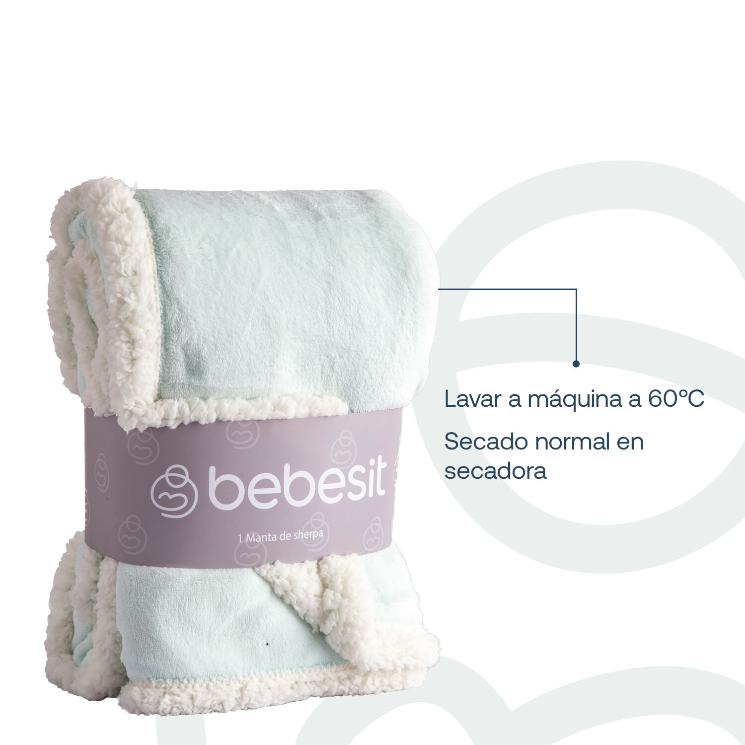 Manta Sherpa Bebe Hipoalerg&eacute;nica 91*127 Cm Celeste Bebesit image number 5.0