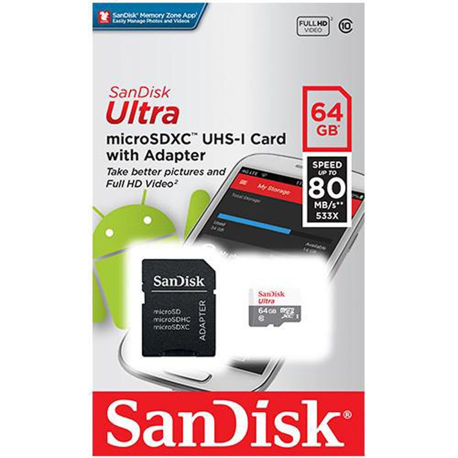 Tarjeta Microsd 64gb Sandisk Ultra Xc Clase 10/adaptador Sd image number 0.0