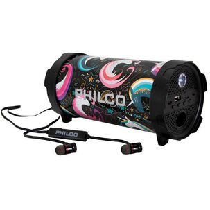 Bazooka Bluetooth Philco Con Audífonos Px56 10w Fm Linterna Led