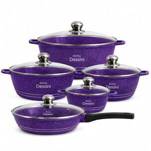 Juego De Ollas 12 Piezas Granito Royal Dessine Color Morado
