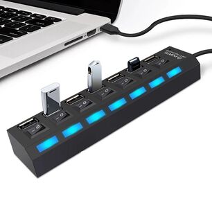 Multipuerto Hub 7 Usb Extension 7 Puertos Extensor Botones De Encendido Notebook O Pc Usb Switch Extensor Con Cable Y Power Adapter