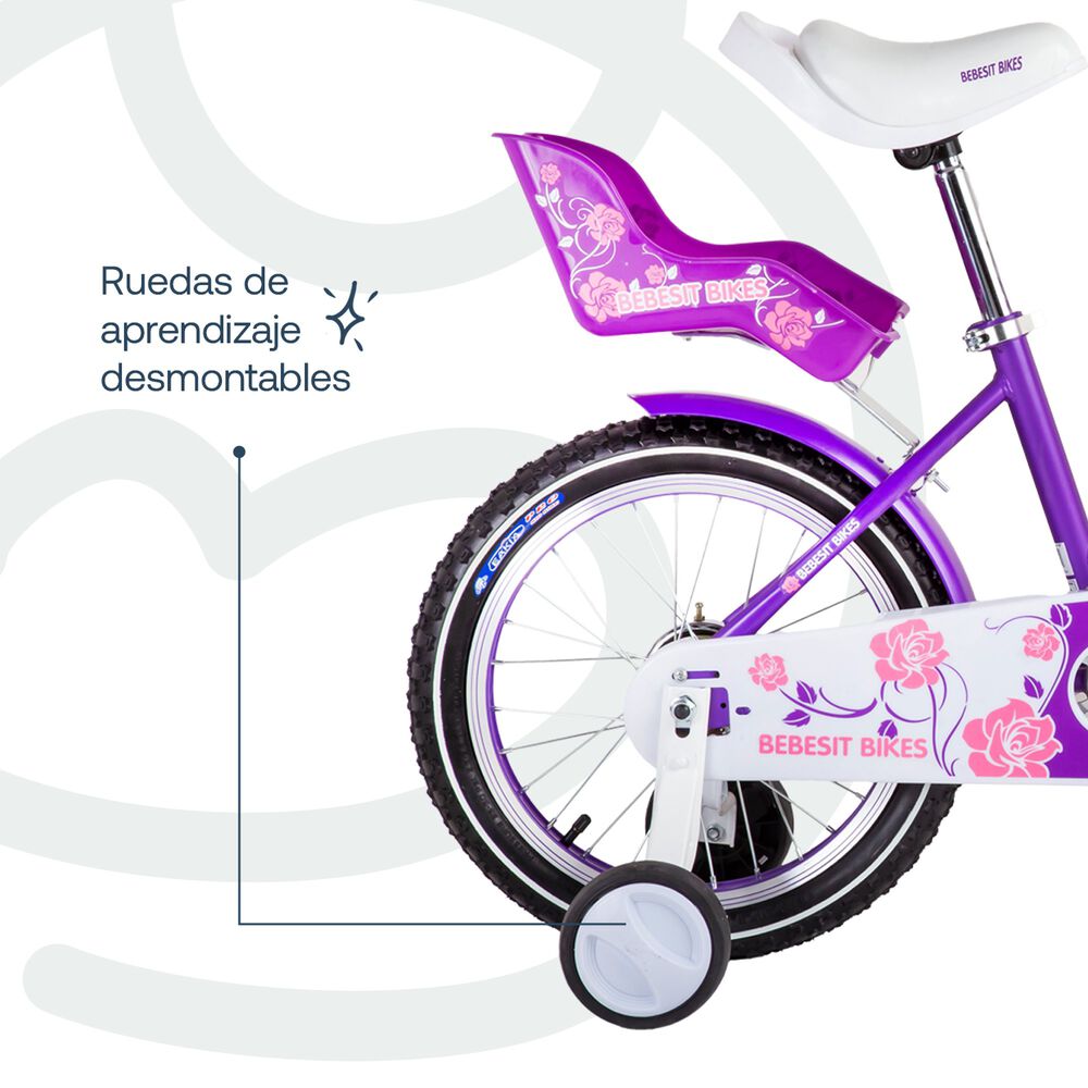 Bicicleta Infantil Queen Aro 16 Morada Bebesit image number 6.0