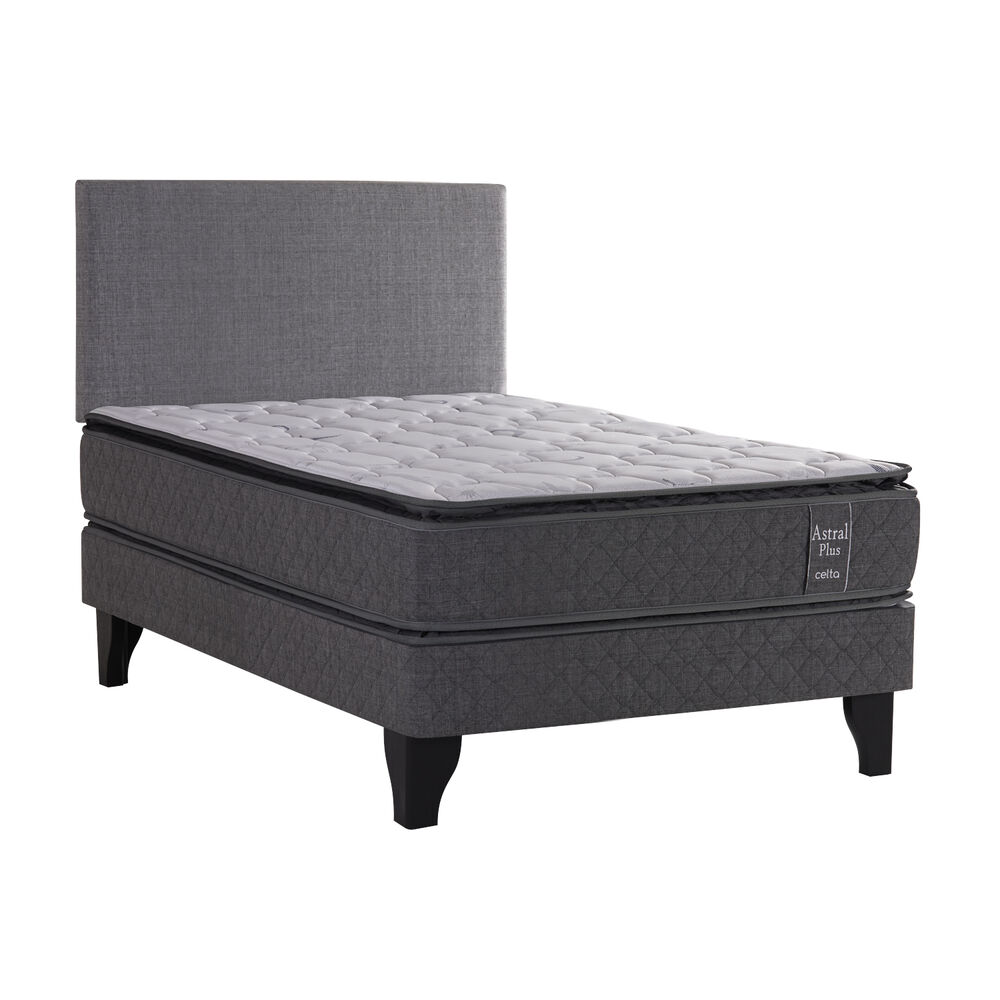 Cama Europea Celta Astral / 1.5 Plazas / Base Normal + Respaldo image number 0.0