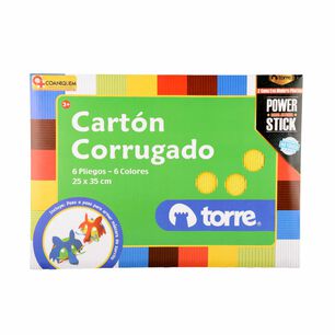 Cart&oacute;n Corrugado Carpeta 6 Pliegos 6colores De 25x35cm Torre