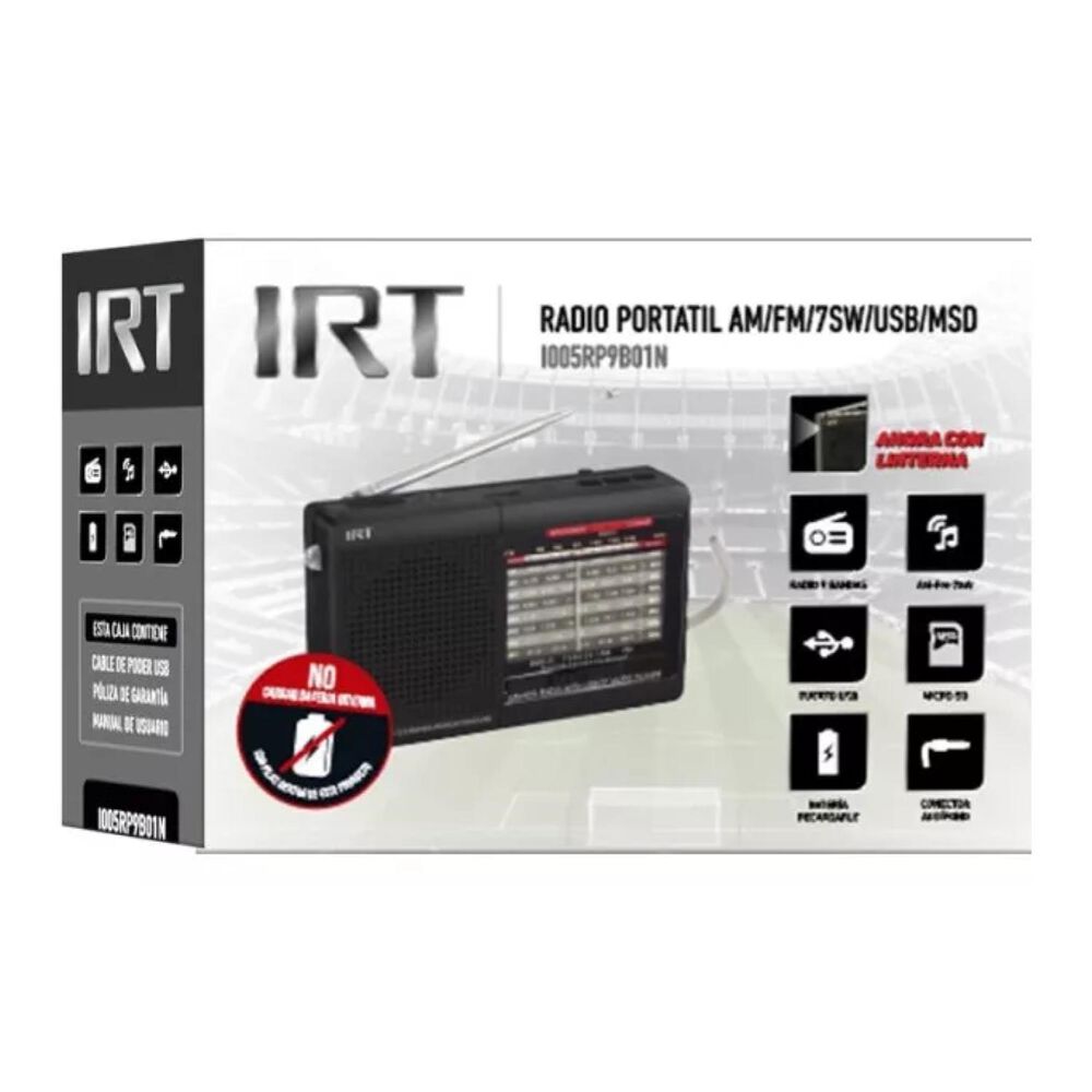 Radio Portatil 9 Bandas Fm Am Sw Usb Negro image number 2.0