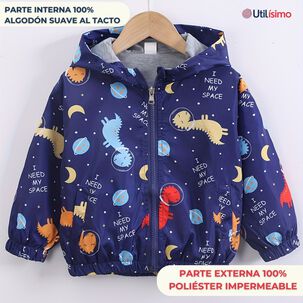 Cortaviento Impermeable Chaqueta Estampado Ni&ntilde;o Y Beb&eacute; Sky Blue Dinosaurs
