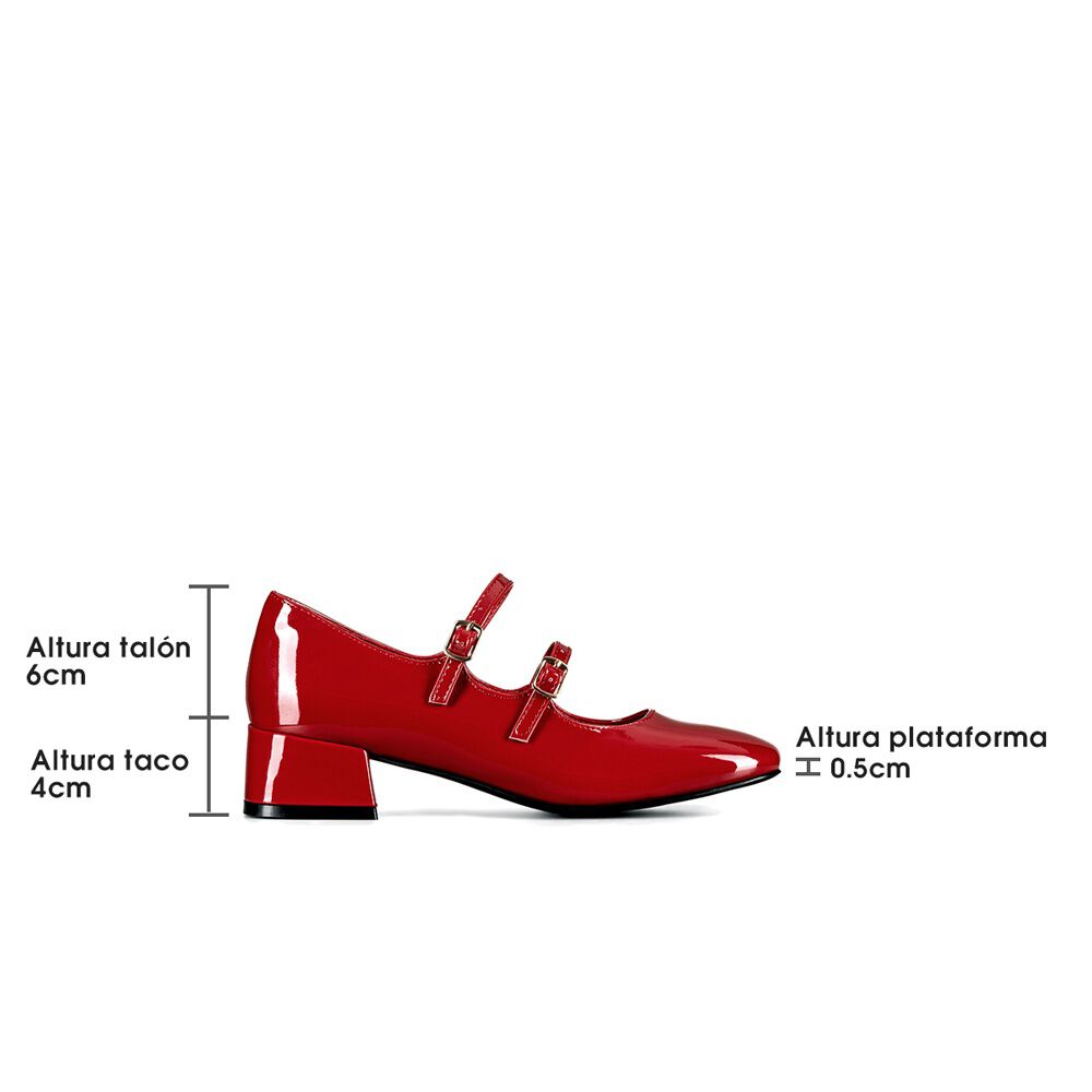 Zapatos Mary Jane Charol Burdeo Taco Mujer Weide Yl66 image number 6.0
