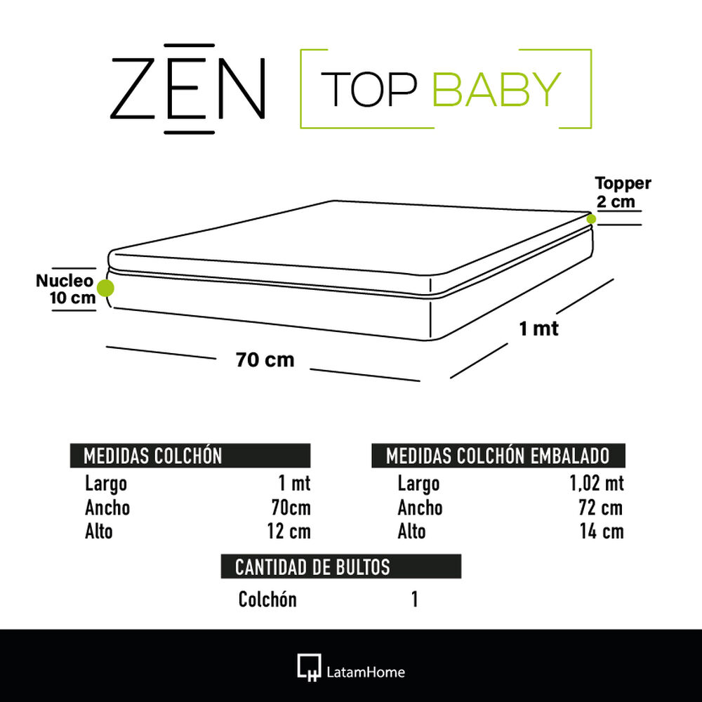 Colchon Cuna Zen Top Baby Hybrid 70x100 Cm image number 6.0