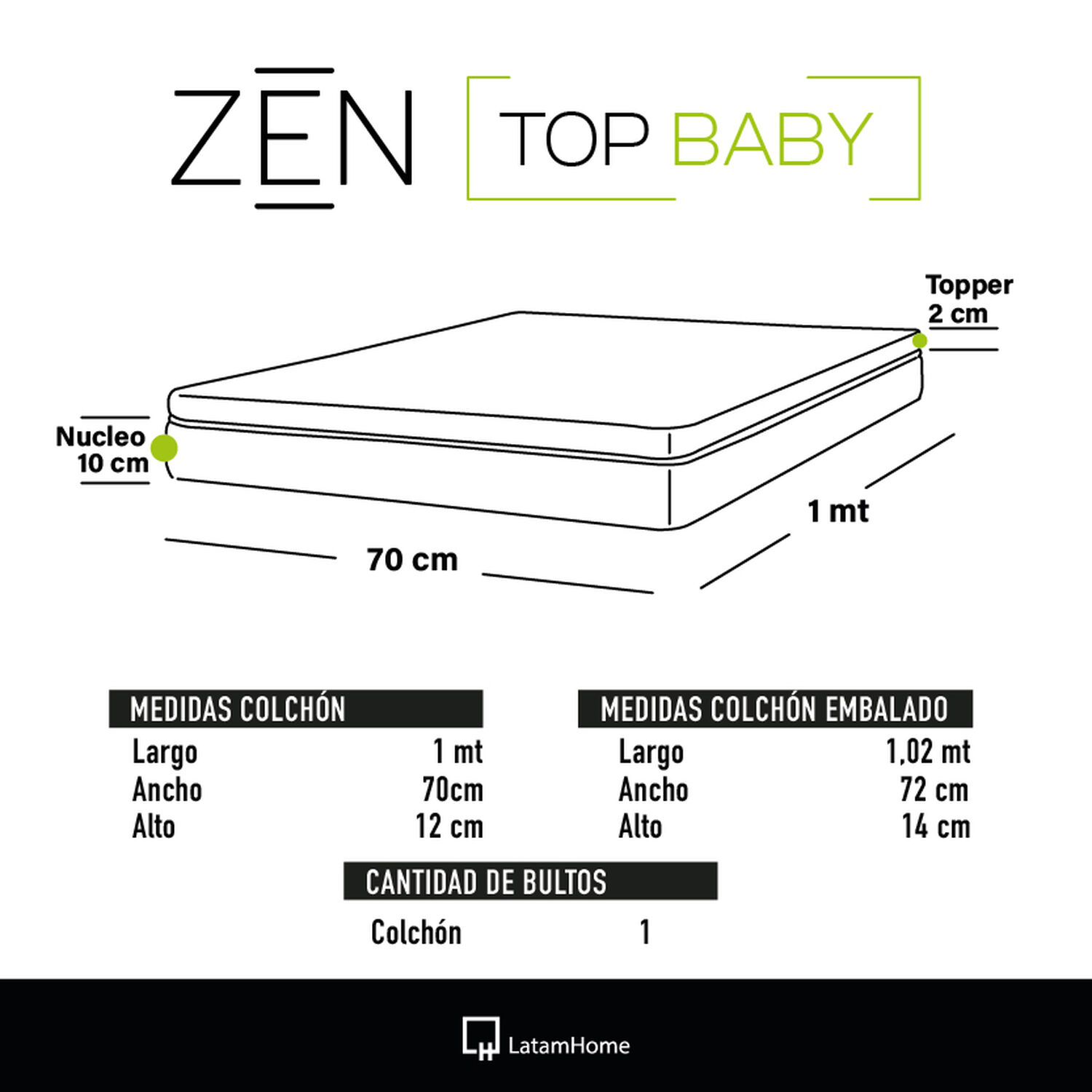 Colchon Cuna Zen Top Baby Hybrid 70x100 Cm image number 6.0
