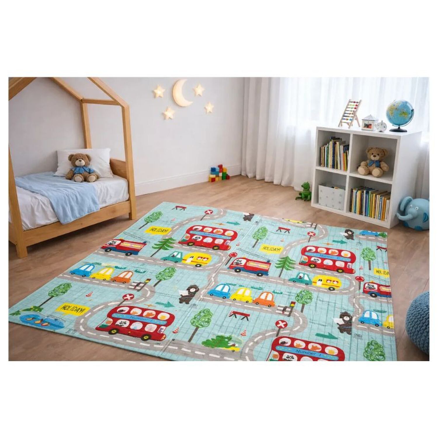 Tapete Plegable Beb&eacute; 200x180cm Dise&ntilde;o Ciudad Autos Impermeable Antideslizante image number 4.0