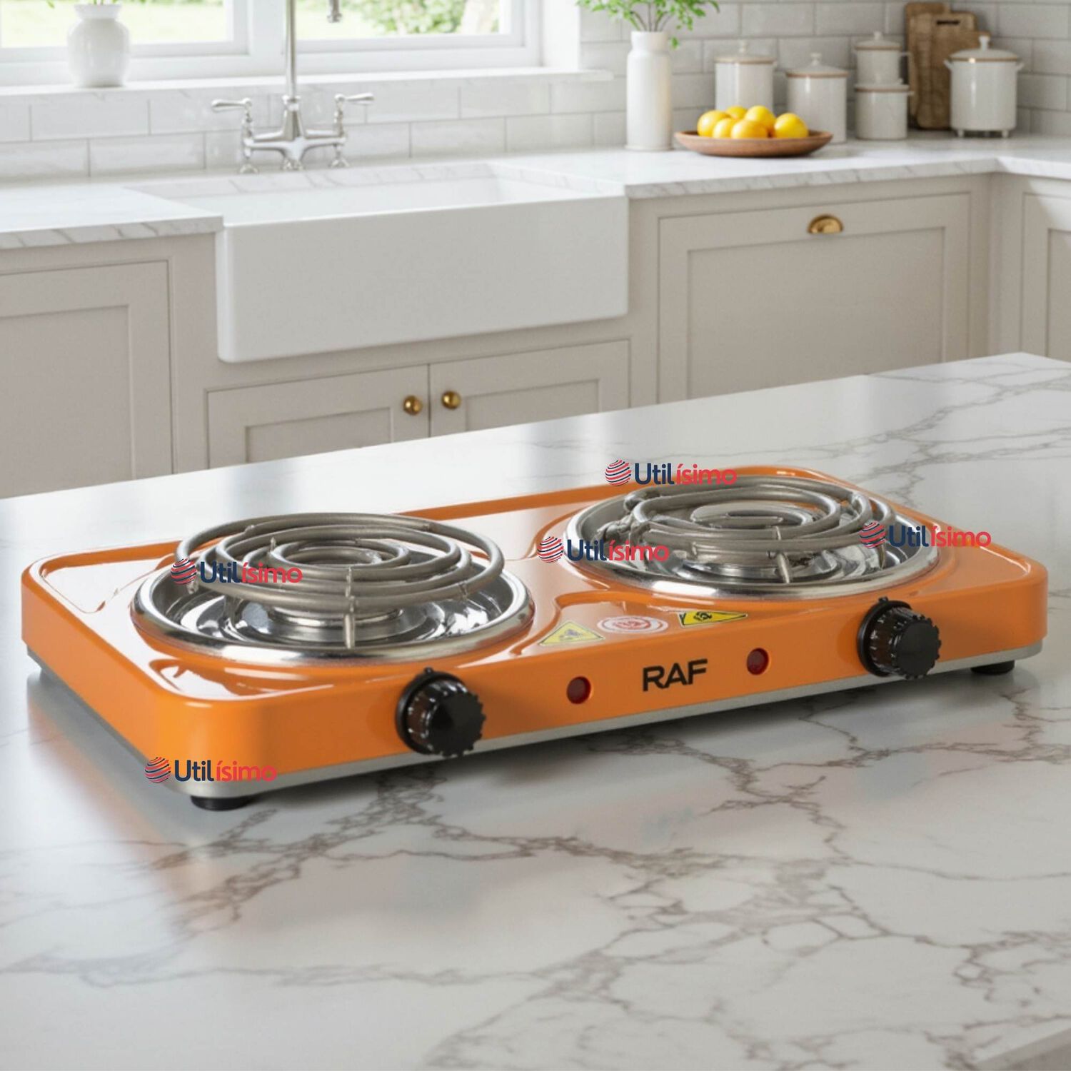 Cocina El&eacute;ctrica 2 Platos 2000w Cocinilla Port&aacute;til Naranja image number 0.0