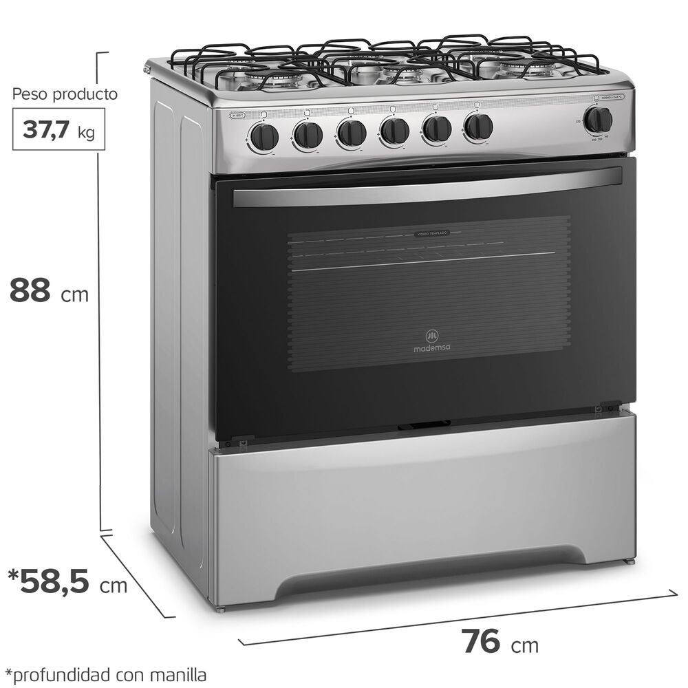 Cocina A Gas 6 Platos Mademsa M 810 T Gris image number 2.0