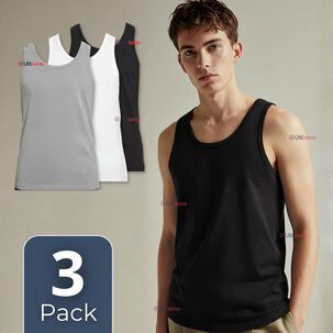 Pack 3 Camisetas Sin Manga Básicas Suaves 100% Algodón Colores Surtidos Hombre