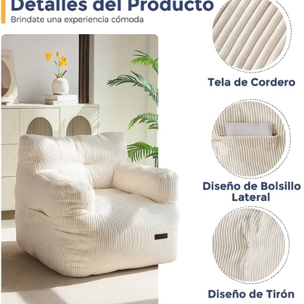Puff Silla Sillon Individual Bajo 90x95 Espuma Acolchable image number 3.0