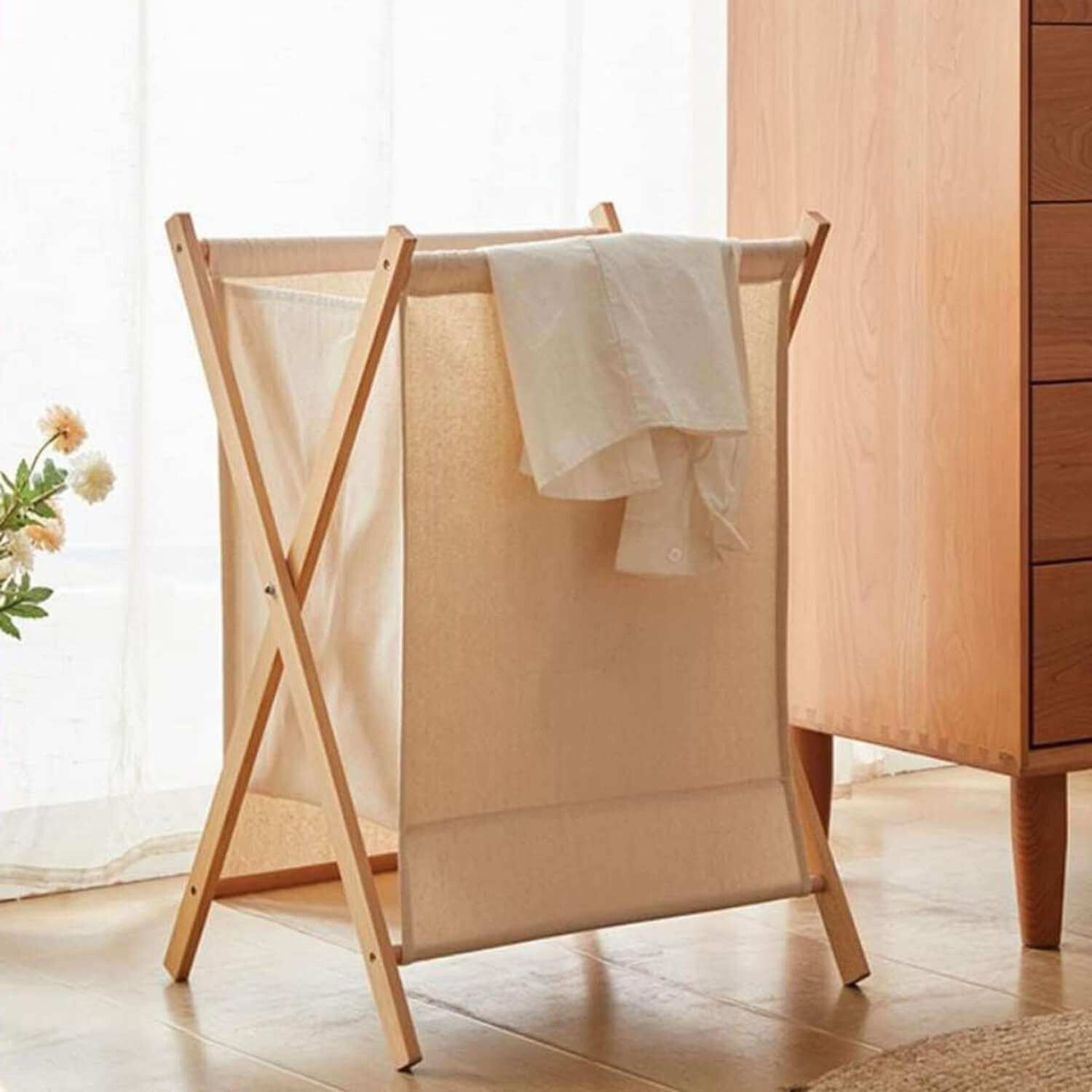 Cesto Plegable Para Ropa De Bamb&uacute; Beige image number 2.0