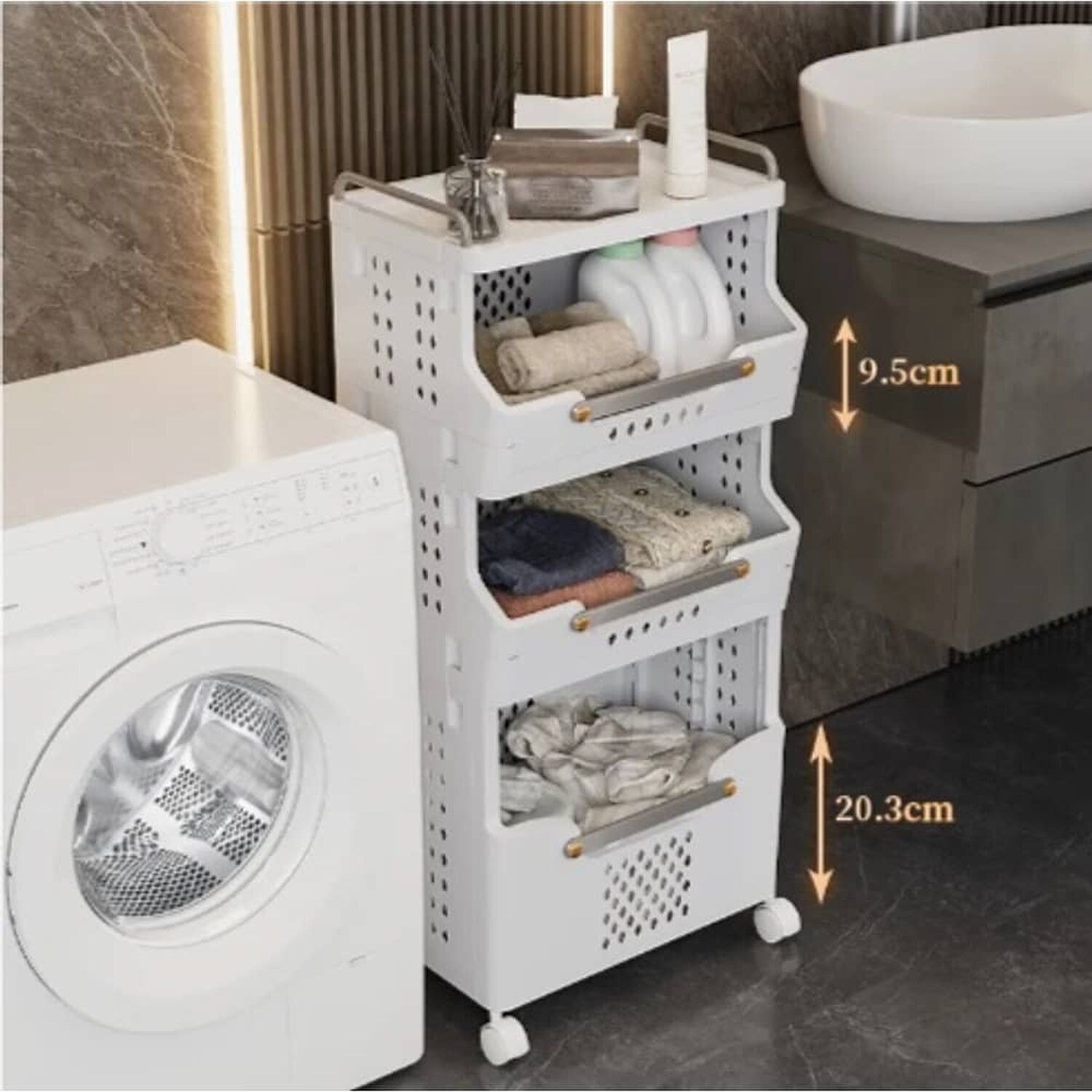 Cesta De Ropa Con Ruedas Cajas Organizador Para Ba&ntilde;o image number 3.0