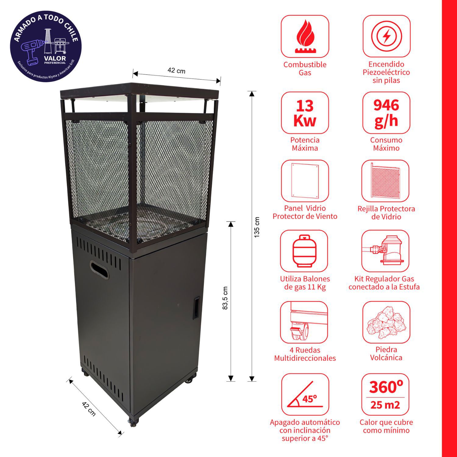 Estufa A Gas Exterior Vulkan Black image number 1.0