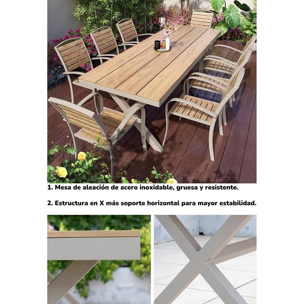 Juego De Comedor Exteriores 150cm Y 4 Sillas Impermeables image number 11.0