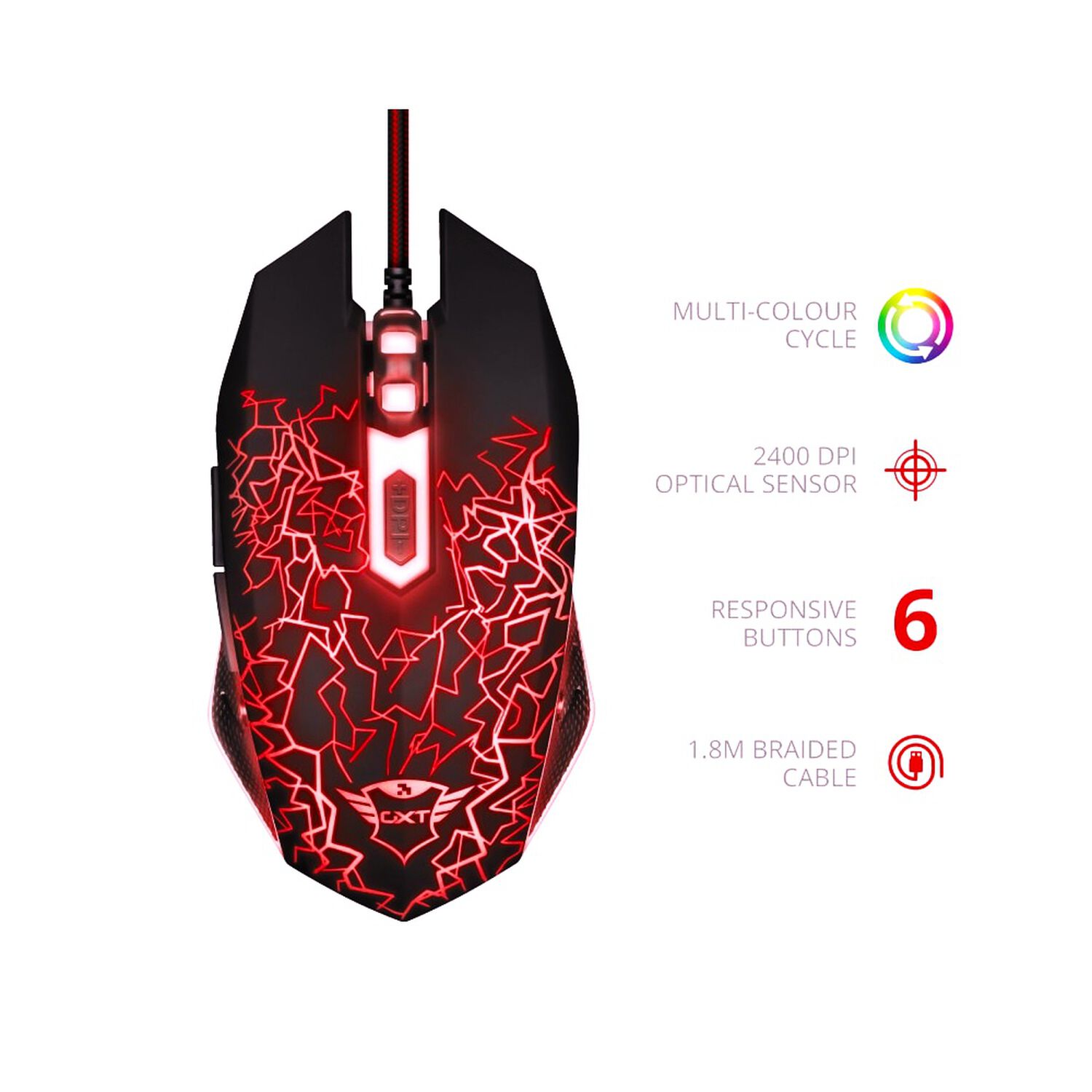 Mouse Gamer Ambidiestro Trust Gxt 105 Izza Full Retroiluminado image number 5.0