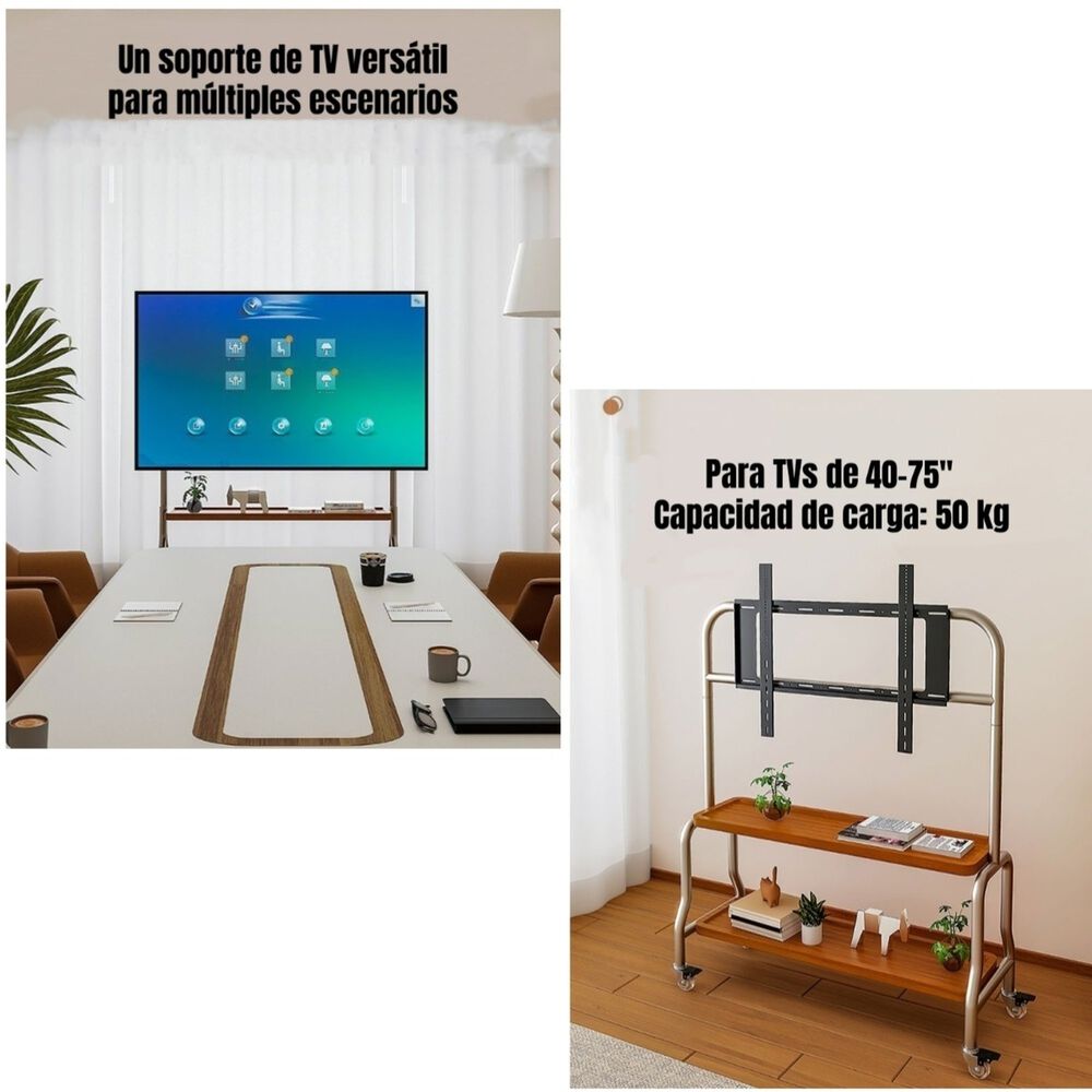 Soporte Tv Rack Pedestal 40&rdquo;-75&rdquo; Ruedas Doble Almacenamiento image number 5.0