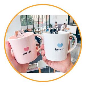 Taza Cerámica Gatito Love Cat Kawaii