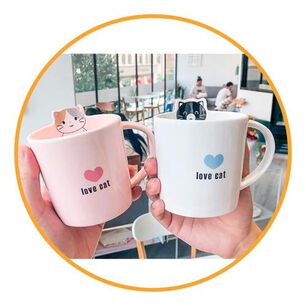 Taza Cer&aacute;mica Gatito Love Cat Kawaii