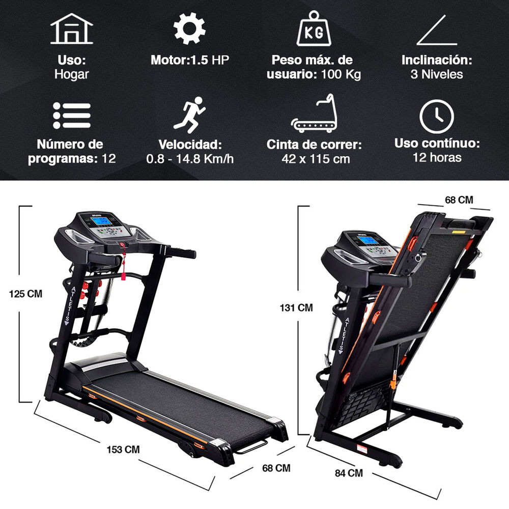 Trotadora El&eacute;ctrica A100 Plus Con Mp3 Y Usb Negro image number 2.0