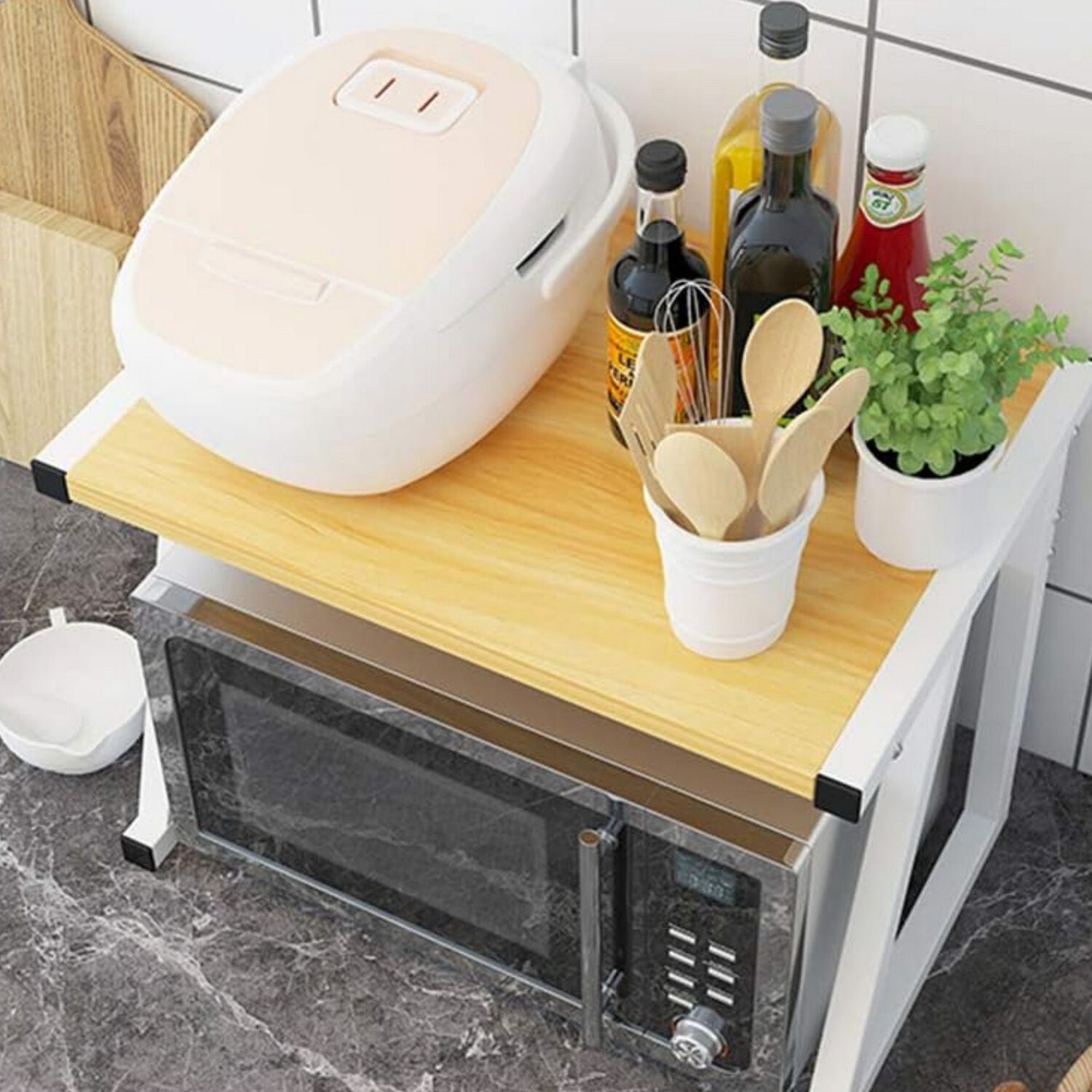 Estante Rack Cocina Microondas Organizador Blanco 64x54x37 Cm image number 2.0