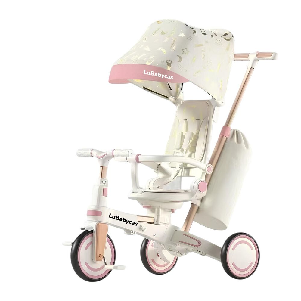 Triciclo Balance Plegable Con Bolso 9 En 1 Lubabycas Rosado image number 0.0