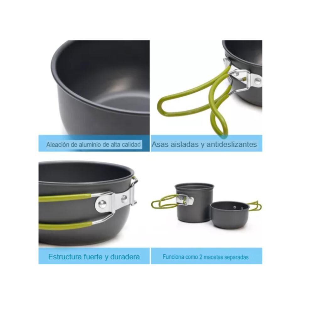 Set Ollas Camping Con Cocinilla Cubiertos 10 Piezas Acampada image number 8.0