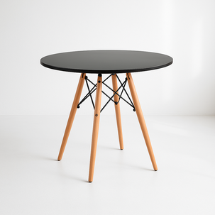 Mesa De Comedor Eames 80cm Redonda - Negra